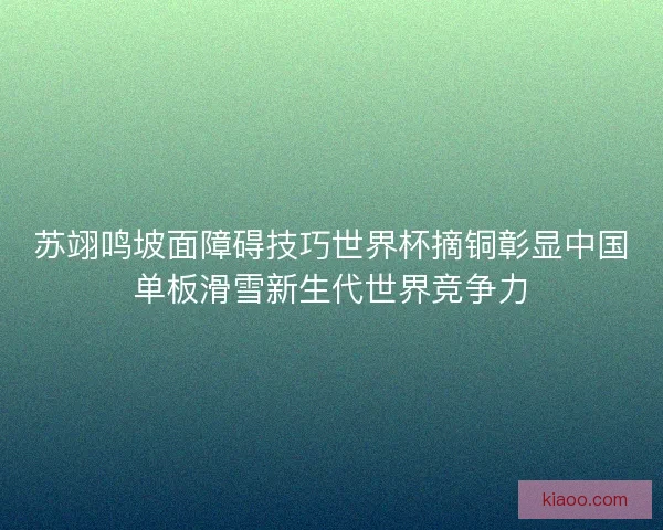 苏翊鸣坡面障碍技巧世界杯摘铜彰显中国单板滑雪新生代世界竞争力